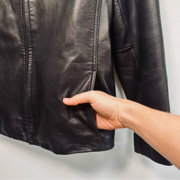 Vintage 90’s Nine West 100% leather black jacket, size Medium Petite - Picture 3 of 7